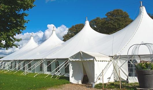 portable restrooms arranged for a special event, providing quick and easy access for attendees in Mendon